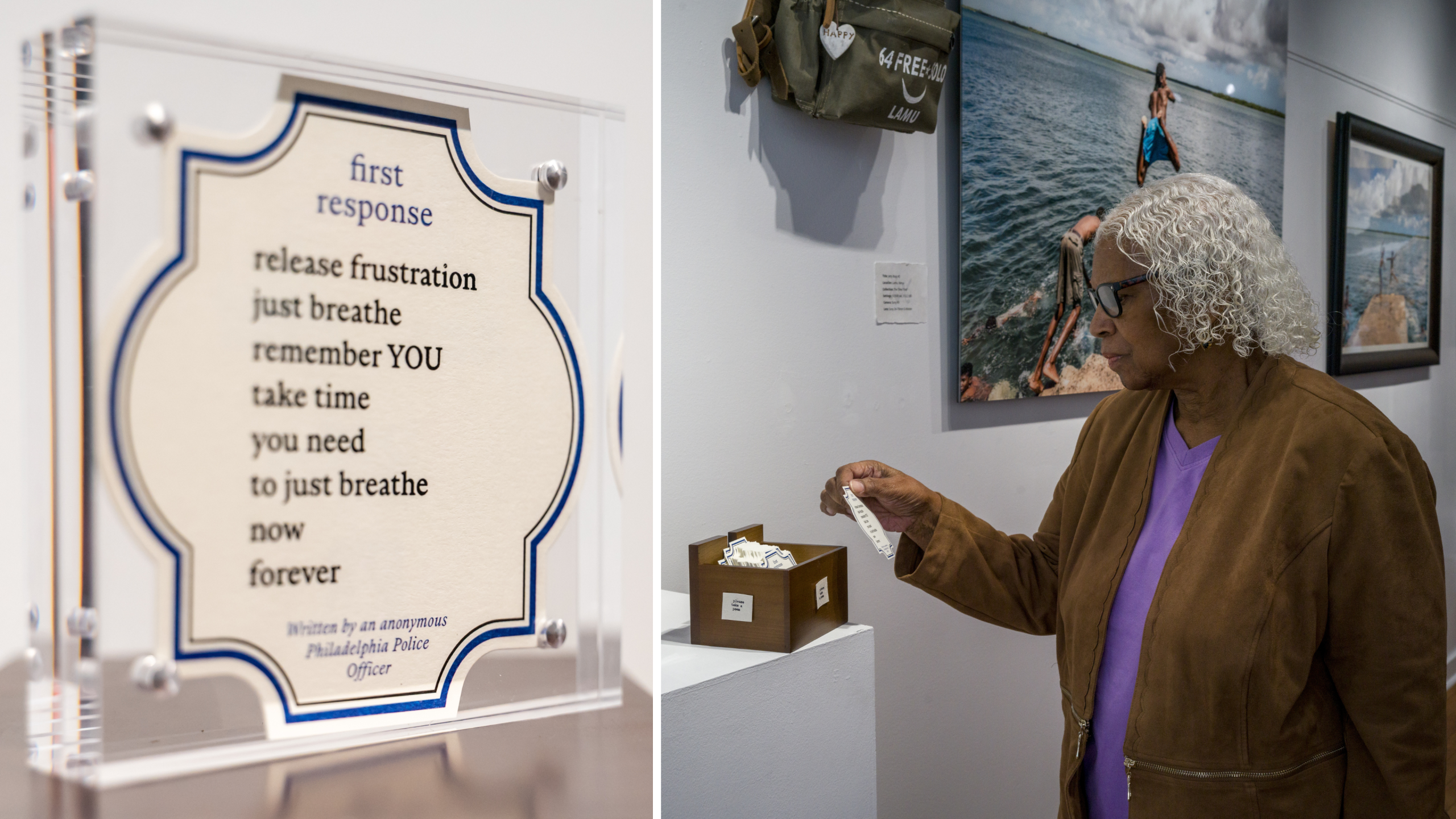 "First Response" by Anonymous Philadelphia Police Officer. Photo:  Daniel Jackson / Embassy Interactive (left); Lori Waselchuk / Courtesy Bloomberg Philanthropies (right)